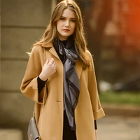 double sided cashmere coat 2020 winter new woolen wool coat hepburn style small knee high windbreaker