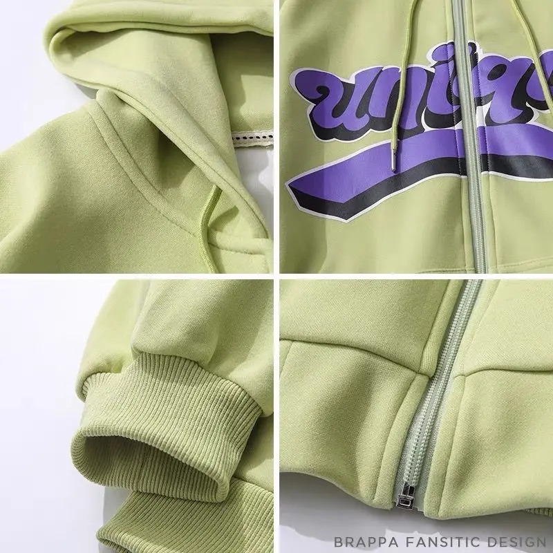 Европейские и американские толстовки на молнии с надписью Женский уличный