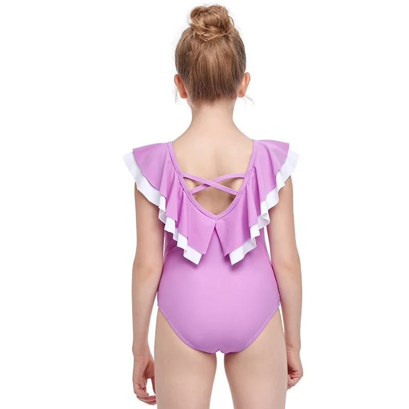 

2021 New Summer Fashion Girl One-piece Swimsuit Ruffled Children's Swimwear Casual Girl Princess Style Swimsuit