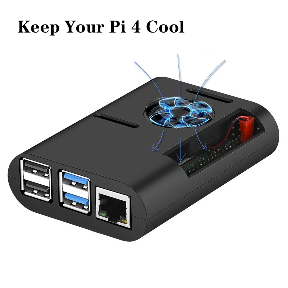 Чехол для Raspberry Pi 4 чехол из АБС пластика с вентилятором черный корпус алюминиевый