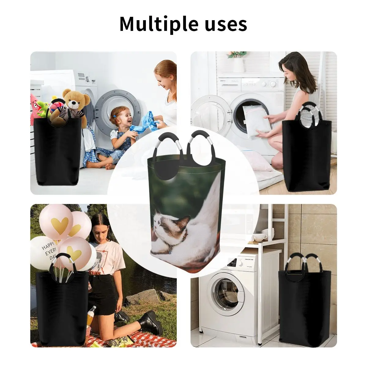 

White Cat Clothing Laundry Basket Bag Folding Laundry Basket Large Capacity Clothes Storage Bag Storage Bucket Waterproof