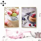 Макарон Торт кофе Десерт Картина на холсте скандинавские плакаты и принты Современная фотография стены без рамки