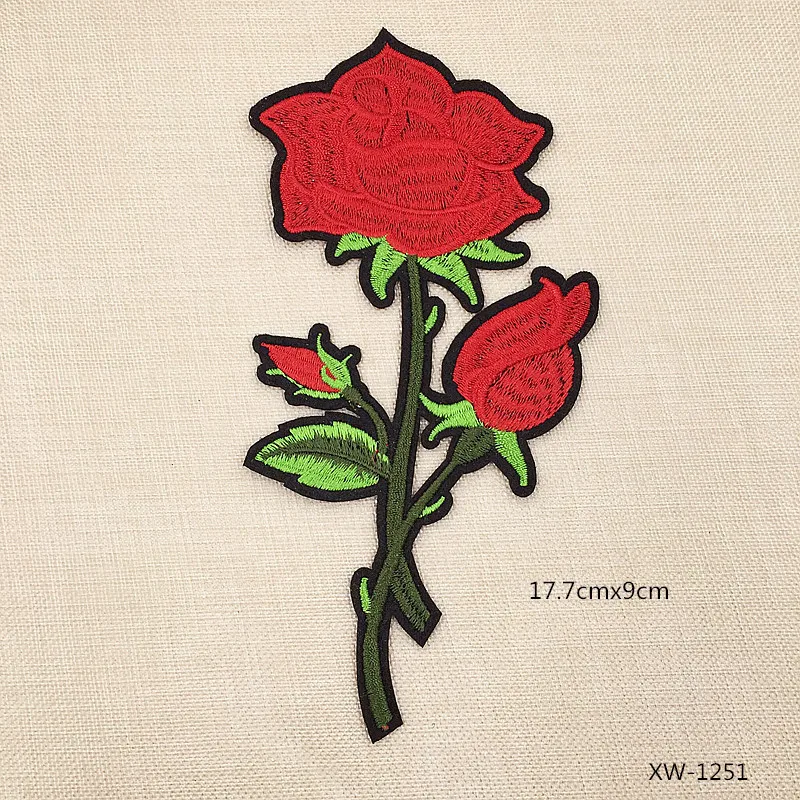 3 размера высокое качество красная роза цветок пришить на вышитые праздник патч