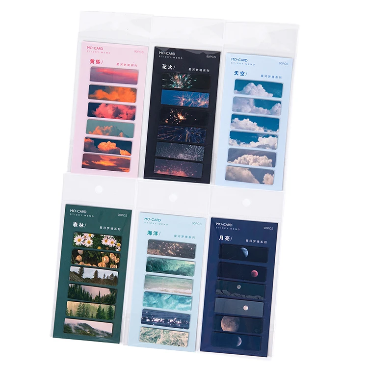 Galaxy Dream Series index Sticky Notes Memo Pad Diary Stationary Flakes Scrapbook Decorative Cute Moon Forest N Times | Канцтовары для