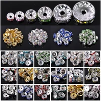 rondelle metal 4mm 5mm 6mm 8mm 10mm 12mm crystal glass rhinestones loose spacer beads for jewelry making diy crafts