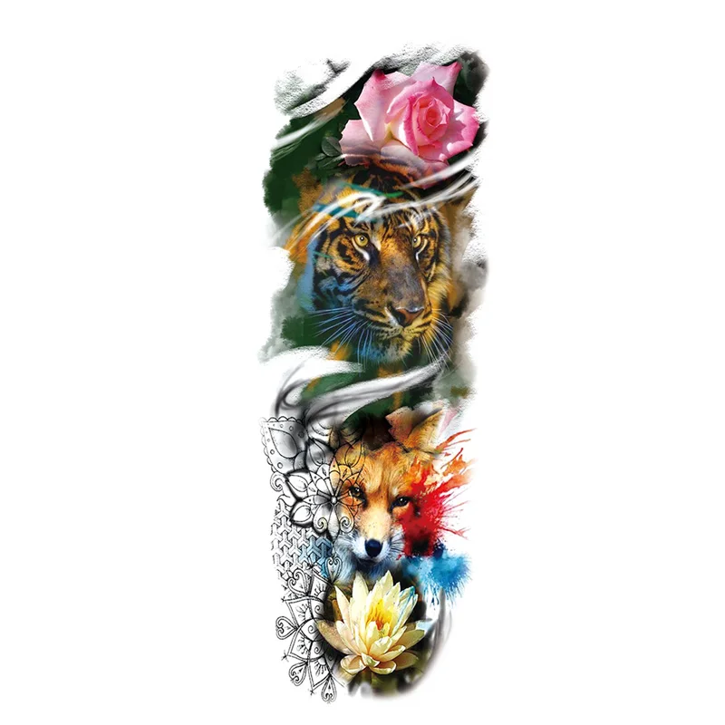 Временные фальшивые татуировки китайские рукава с драконом лиса рыба Китайские