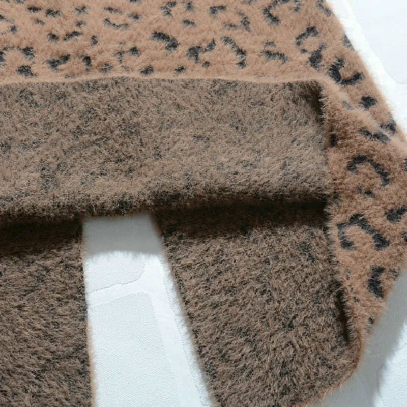 Зимние теплые и соблазнительные кашемировые леопардовые вязаные юбки карандаш