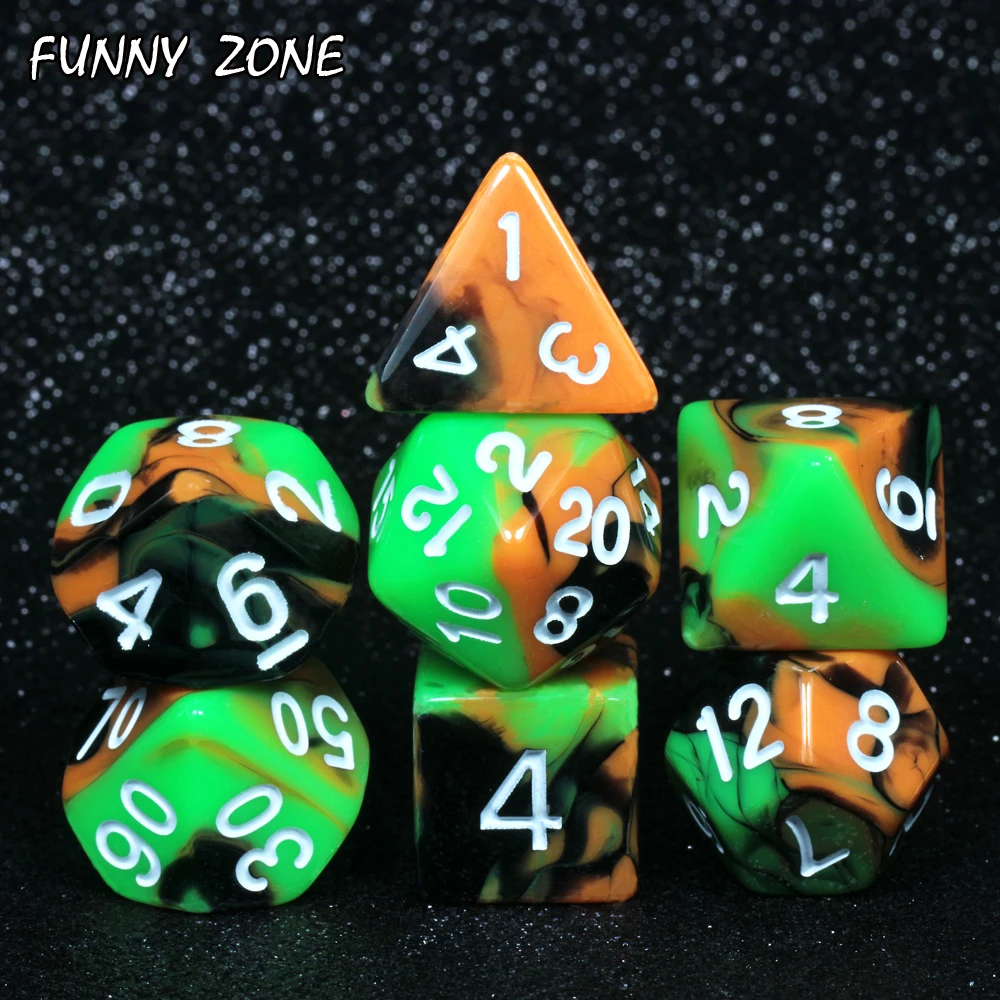 Кости многогранные наборы игра для ролевых игр (РПГ) настольная 25 цветов | Спорт и