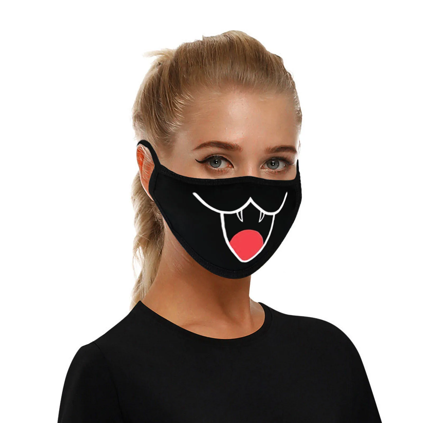 

mascarillas Dustproof Mouth Mask Heart Print Cotton Face Mouth Mask Cartoon Face Reusable Fabric Pollution Mask Party Mask