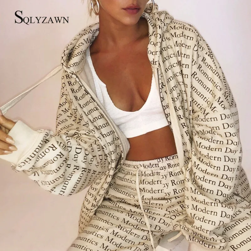 Женский спортивный костюм из 2 предметов осенняя верхняя одежда на шнуровке с