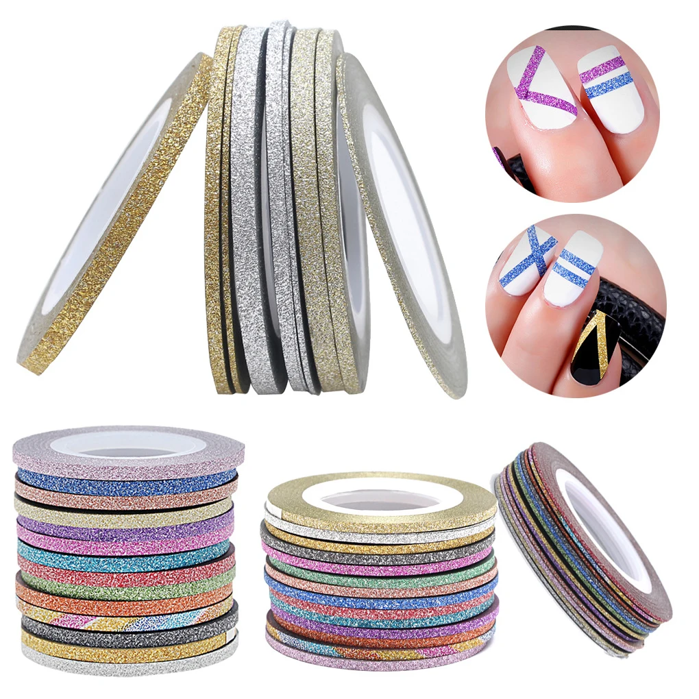 14 цветов блестящие полоски для ногтей Набор наклеек художественные украшения