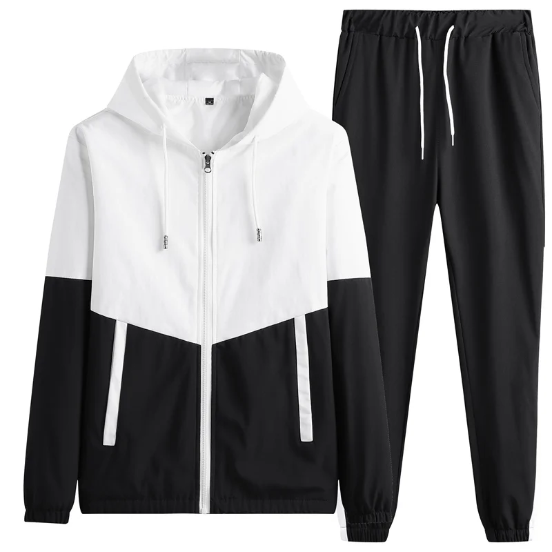 

2021Men's Tracksuit Spring Autumn Sportswear 2 Piece Sets Men's Sports Suit Hoodie + Pants Sweatsuit Male Outfits