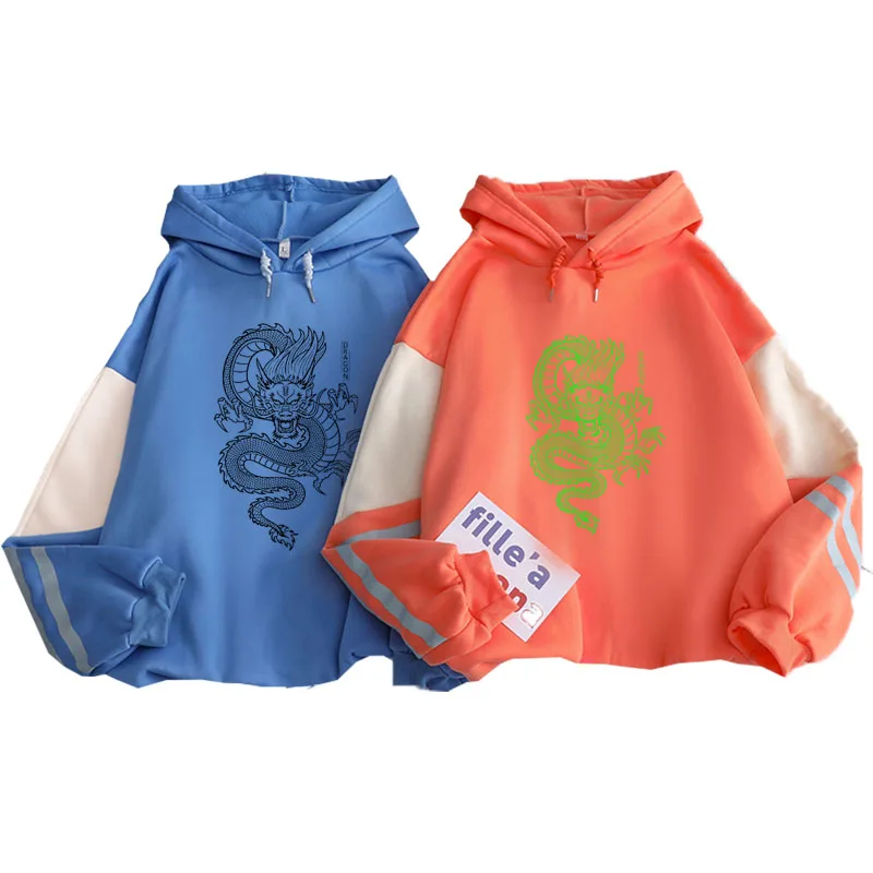 

Китайская толстовка с капюшоном с принтом дракона, Уличная Повседневная Толстовка в стиле хип-хоп, Женская Высококачественная брендовая то...