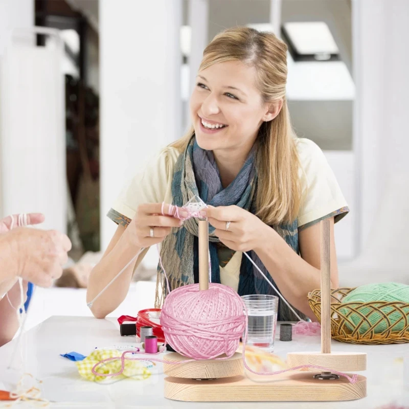 

Yarn Holder Solid Storage Winder Stand Wood Bobbin Cupcake Spindle Fiber Crocheting Tool Kit Sewing Thread Base