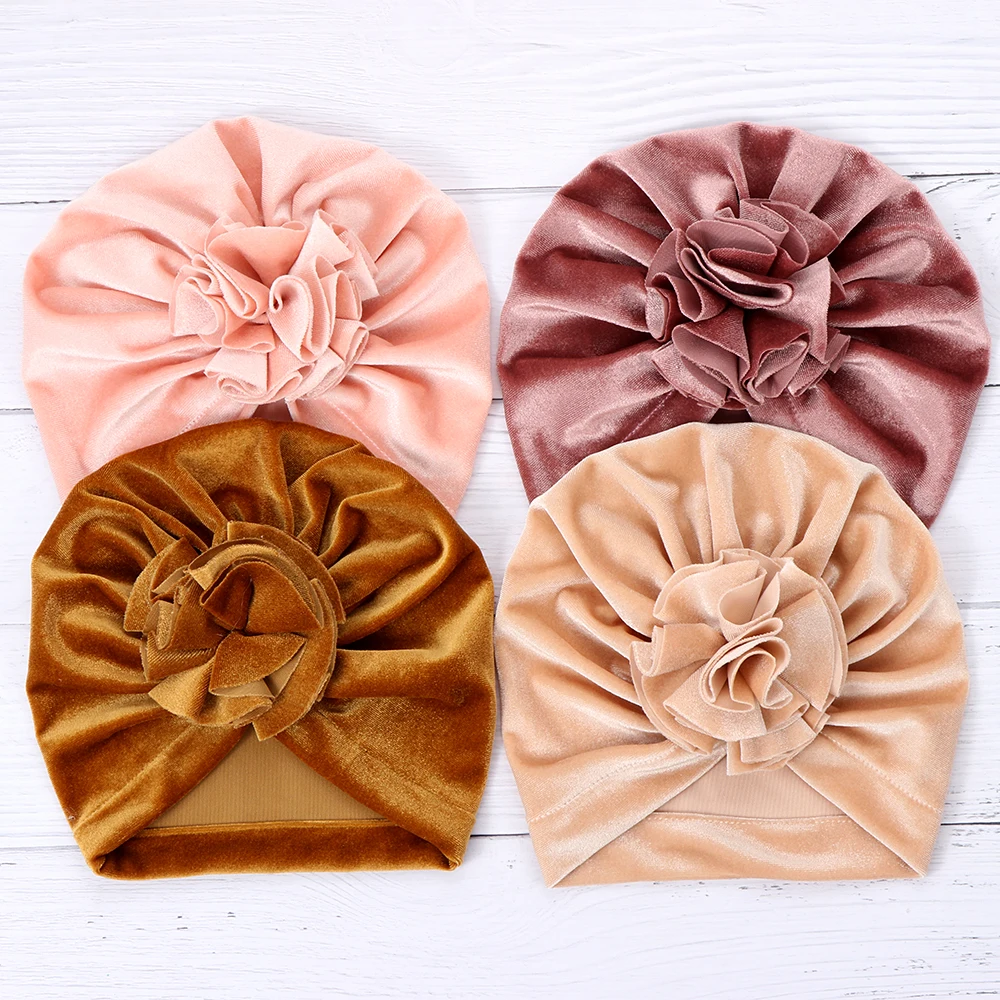 Newborn Baby Velvet Turban Hat Boys Girls Knot Head Wraps Toddler Kids Soft Stretch Warm Beanie Cap Children Headbands | Детская одежда
