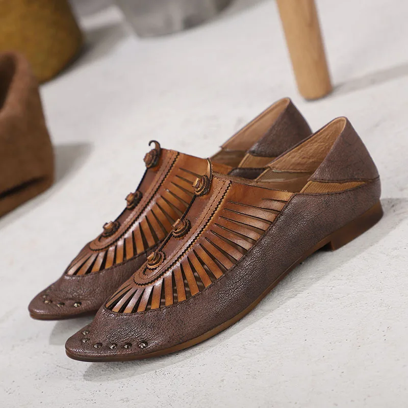 Женская повседневная обувь на низком каблуке с острым носком ручной работы из