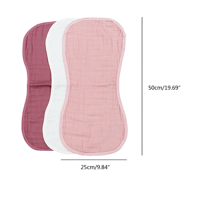 

3 Pcs Baby Muslin Burp Cloth Soft Comfortable Cotton Feeding Bibs Solid Color Absorbent Saliva Towel Infants Washcloth