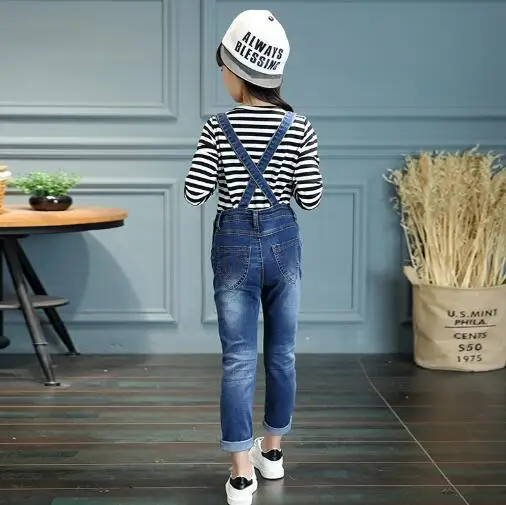 Комплект одежды для девочек Весенняя Повседневная футболка в полоску с длинным