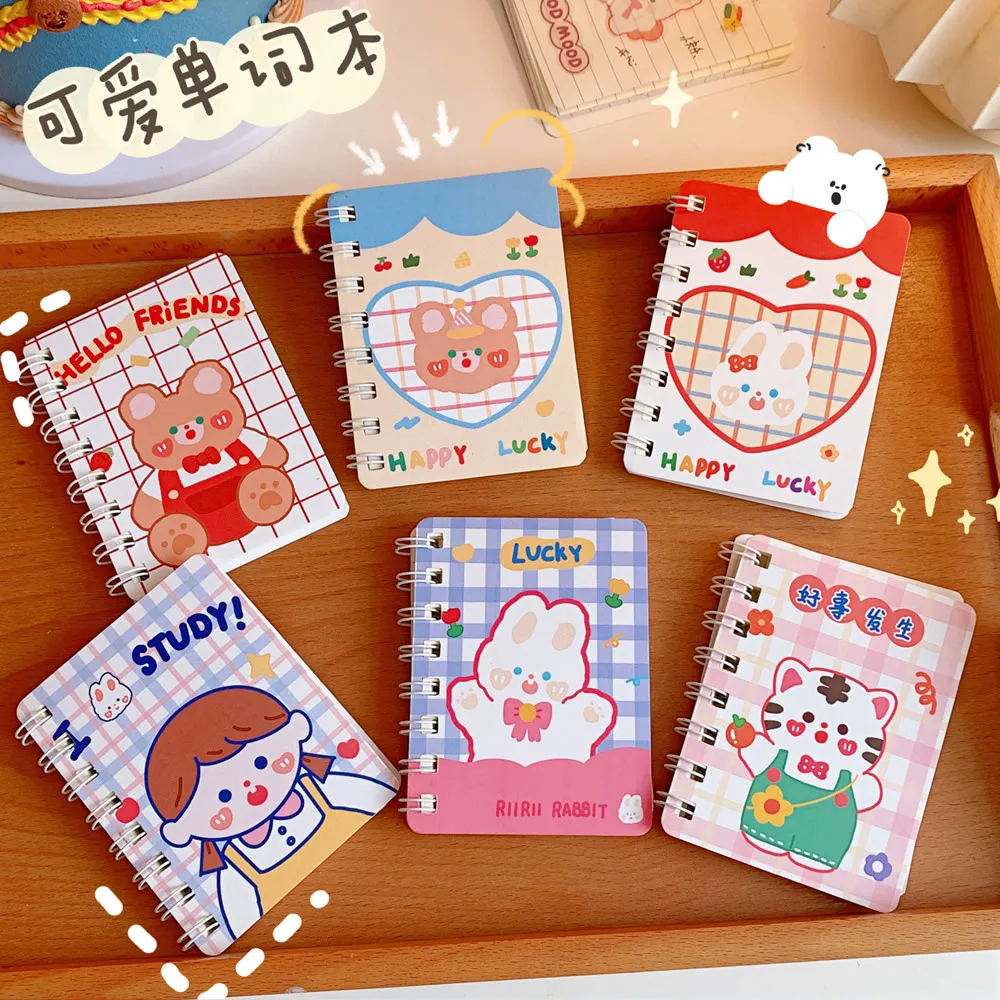 

Cartoon Kawaii Bear B5 Coil Book Cute Girl Horizontal Line Notepad Cute Mini Spiral Notebook Korean Stationery