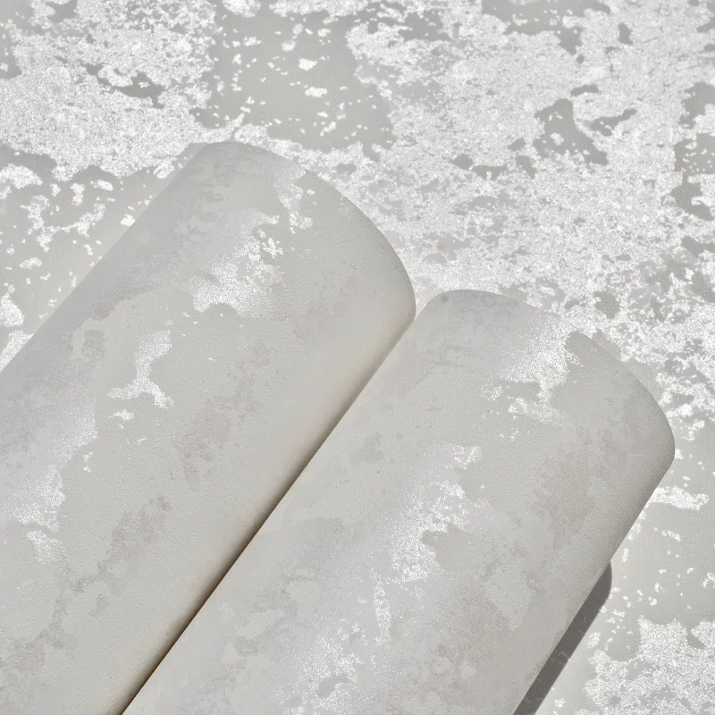 

Metallic Industrial Texture Plain Wallpaper Concrete Wall Paper Roll For Bedroom Living Room Home Decor,Silver Grey,Silver White