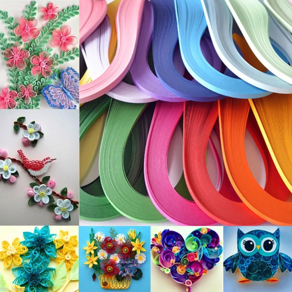 

DIY 120 Stripes Quilling Paper 5mm Width Multiple Solid Color Origami Paper Hand Craft Decoration Pressure Relief Gift