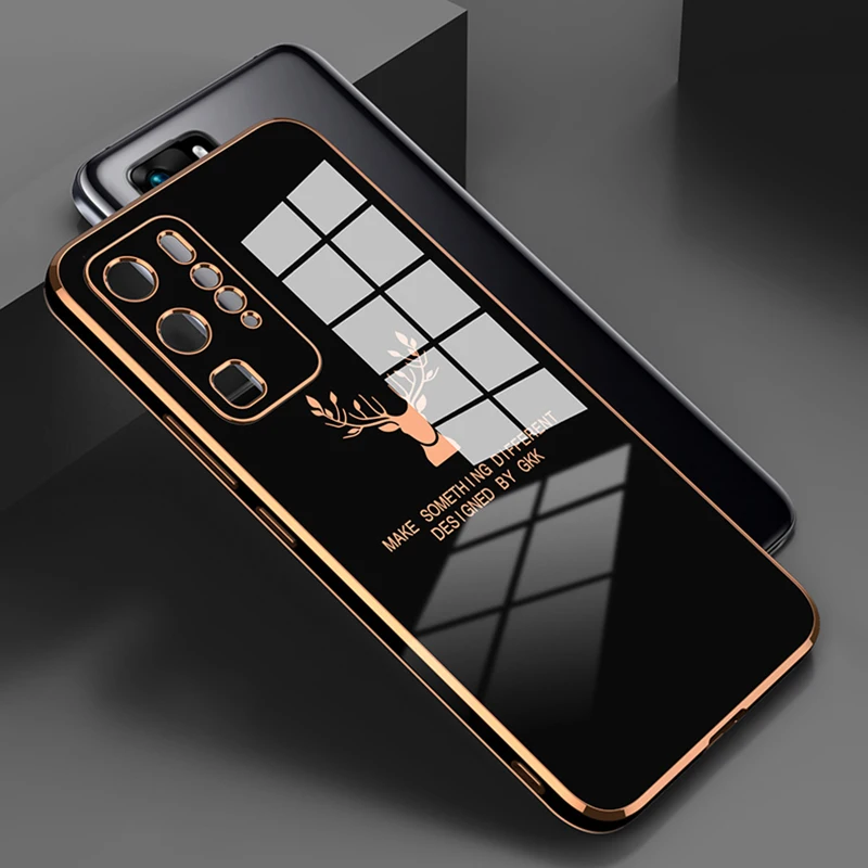 

Luxury Electroplating Cover Case For Huawei P40 Pro P30 Soft Silicone TPU Deer Phone Bags Coque Funda Capa