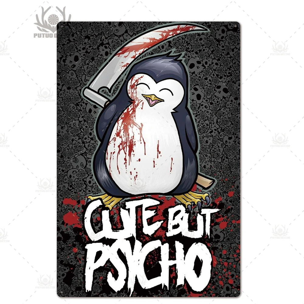 TH3032 Crazy Penguin металлический плакат Забавный металлический оловянный знак железная Живопись Домашний Декор декоративная металлическая тарелка Настенный декор - Цвет: TH3032