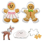 2 шт., Рождественский инструмент для резки печенья, Имбирный пряник, облако, лось, олень, форма пазла, праздничная форма для печенья, кухонный инструмент для украшения торта