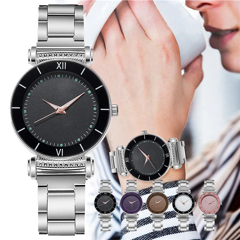 

Women Quartz Luminous Roma Numbers Watch Fashion Luxury Ladies Silver Stainless Steel Watch Female Clock Relogio Feminino