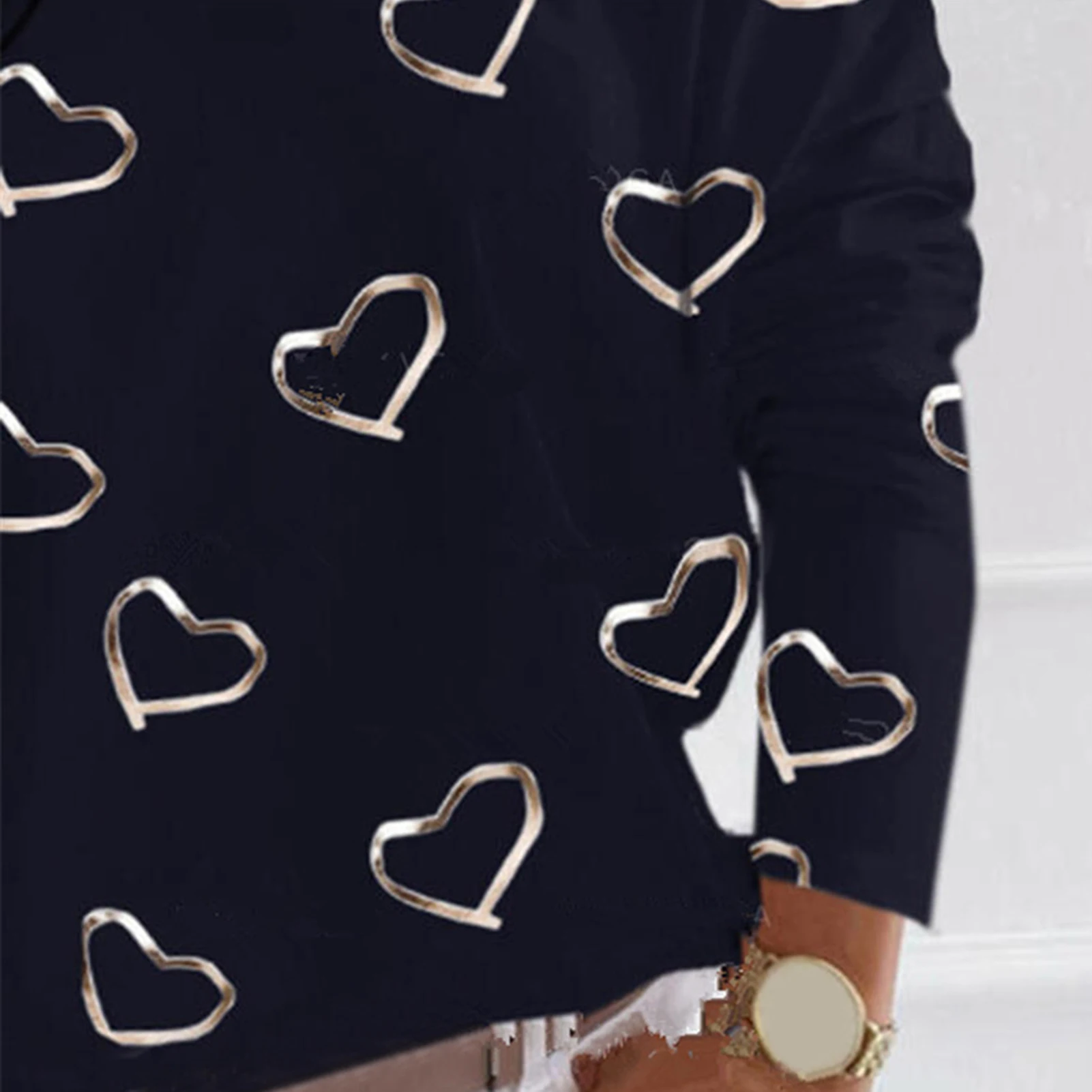 

Sexy Women Blouses Long Sleeve Hollow Out Blouse Love Heart Print One Shoulder Pullover Women's Clothing Summer