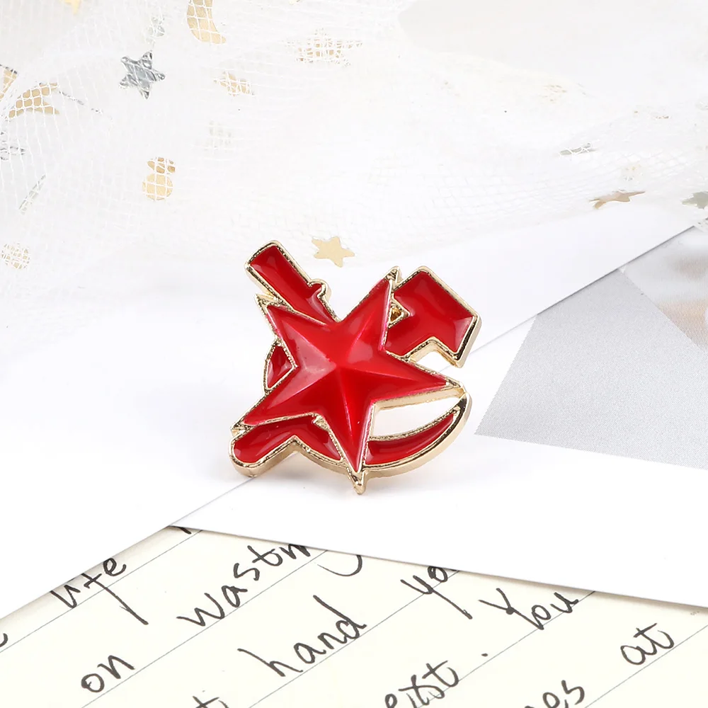 Серповидный молот эмалированный штифт высокое качество красный кулак