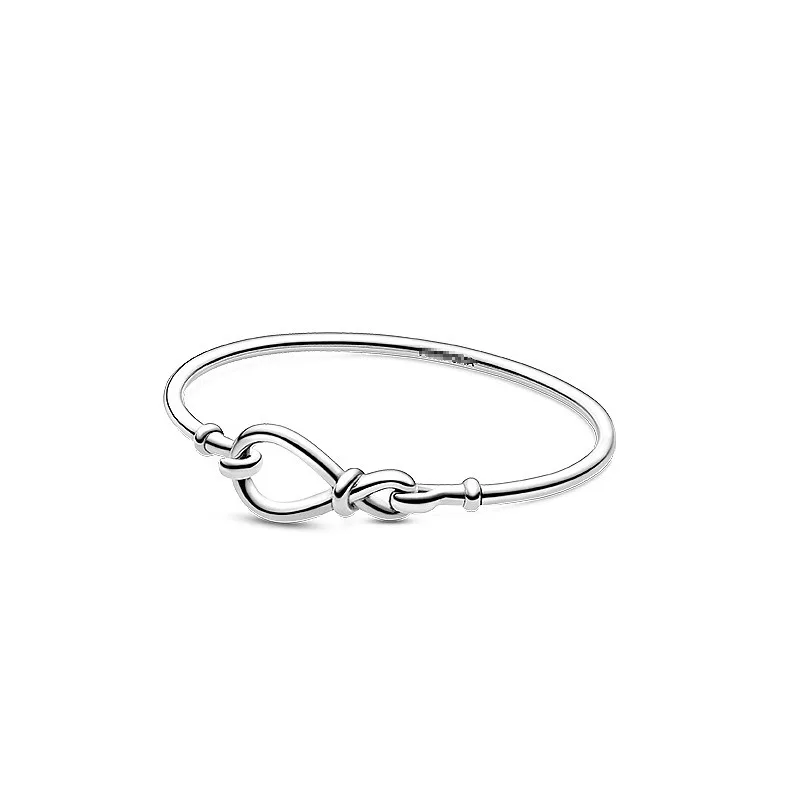 

Original Pan 925 Sterling Silver Smooth Chunky Infinity Knot Chain Bracelet Bangles Women Beads Charm Diy Fashion Jewelry