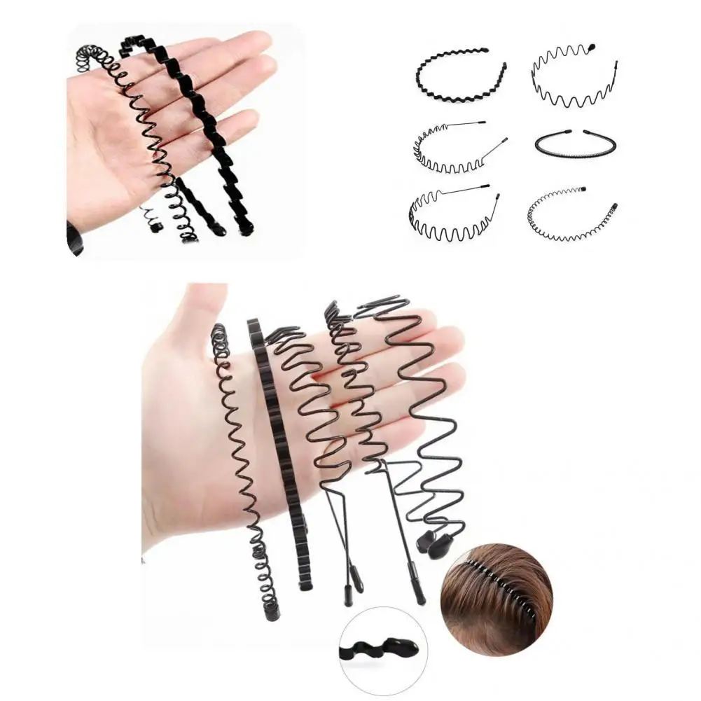 

6Pcs Black Headbands Adjustable Non-Slip Invisible Wavy Comb Hairbands Accessories Men Headbands for Outdoors