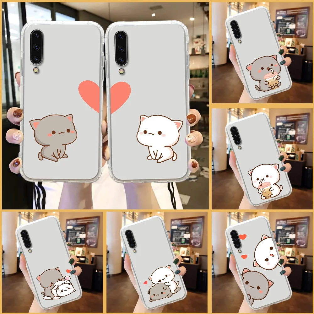 Милый чехол для телефона с изображением персикового котика для Samsung Galaxy A 3 5 7 8 10 20 21 30 40 50 51 70 71 E S 2016 2018 4G, прозрачный и привлекательный чехол.