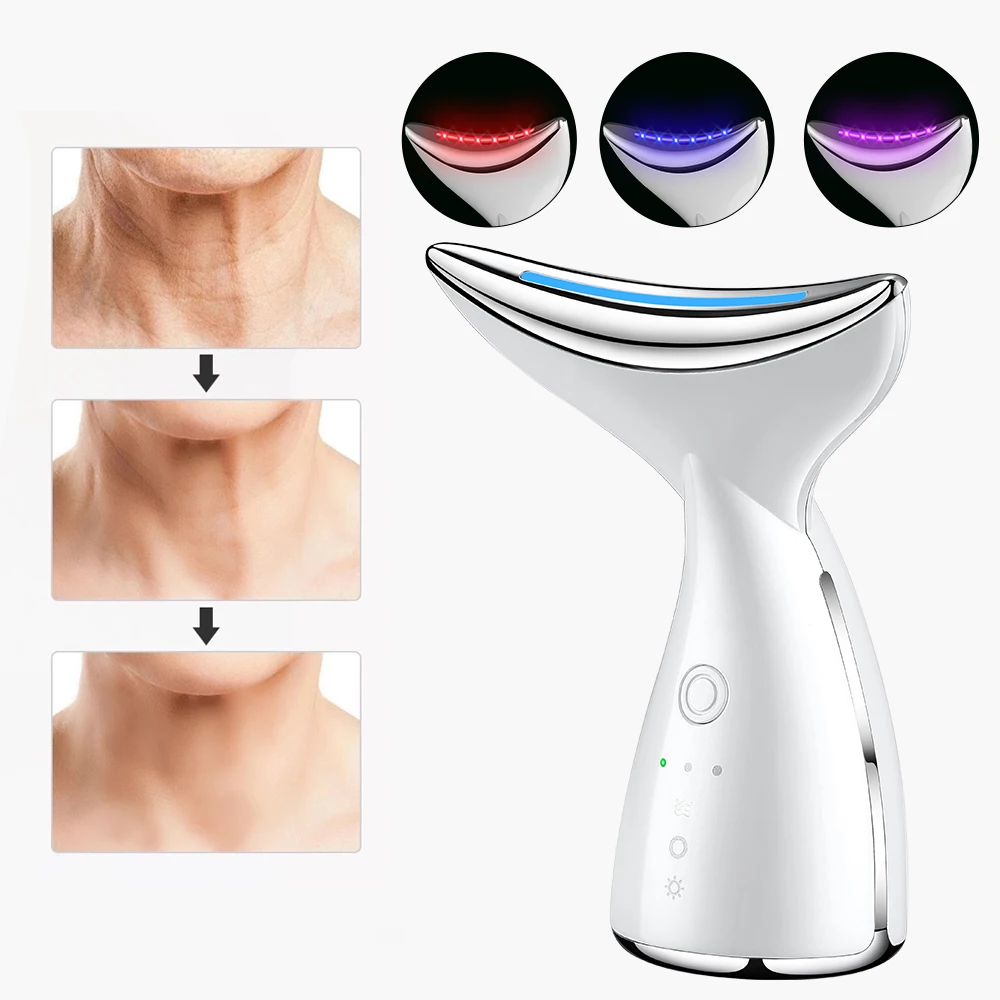 

Neck Face Beauty Device 3 Colors LED Photon Therapy Skin Tighten Reduce Double Chin Anti Wrinkle Remove Skin Care Tools