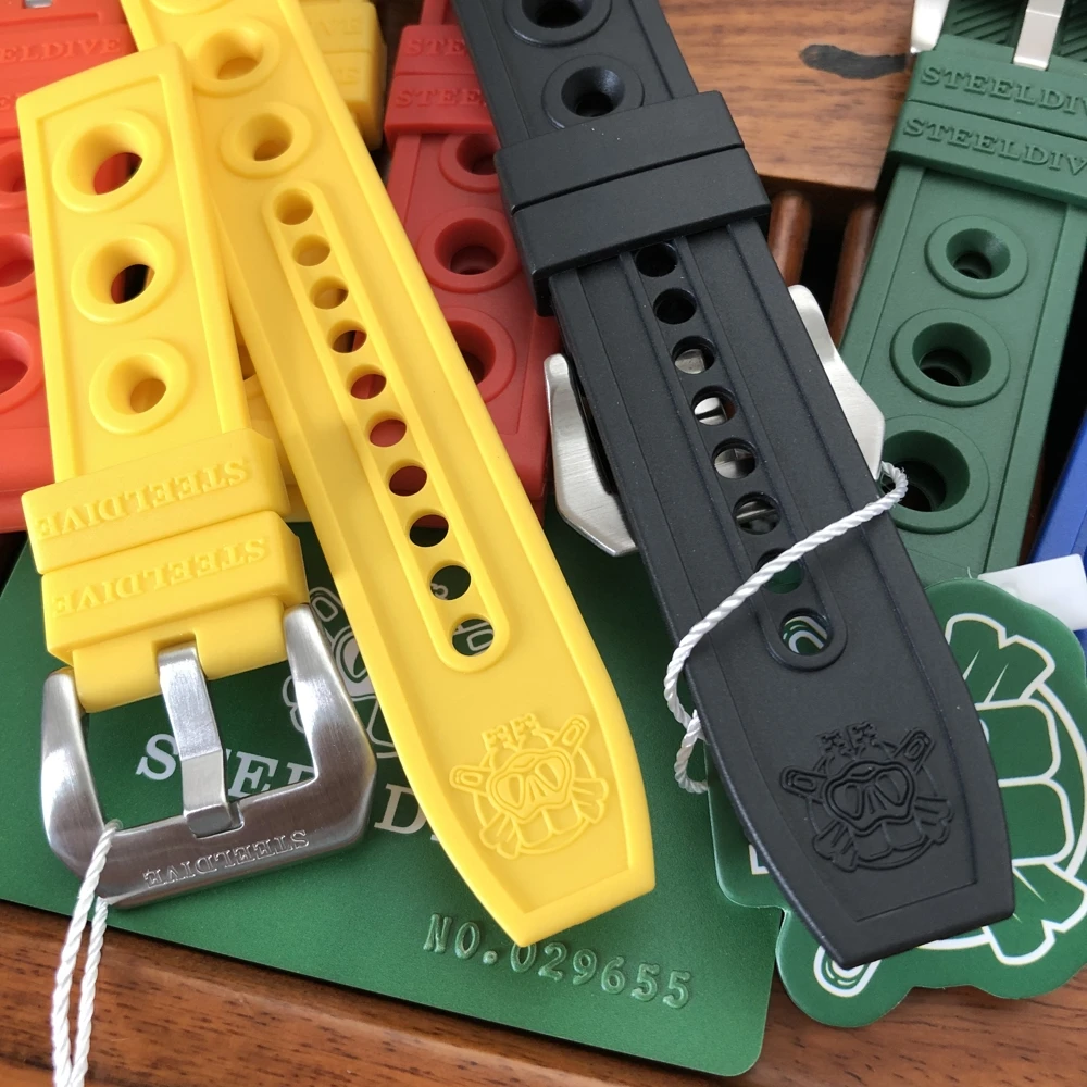 2021 New Arrivals STEELDIVE SD2201 Men's Diving Watch Official Strap 20mm/22mm/24mm Black Rubber Strap Blue Hole