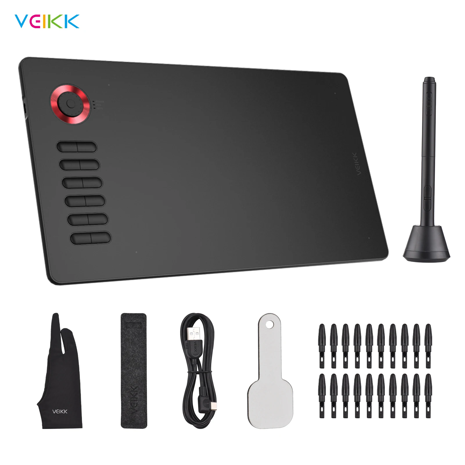 

Графический планшет для рисования VEIKK A15 Pro, 10x6 дюймов, 8192 чувствительности, ручка без батареи, 12 горячих клавиш и функциональный циферблат, о...