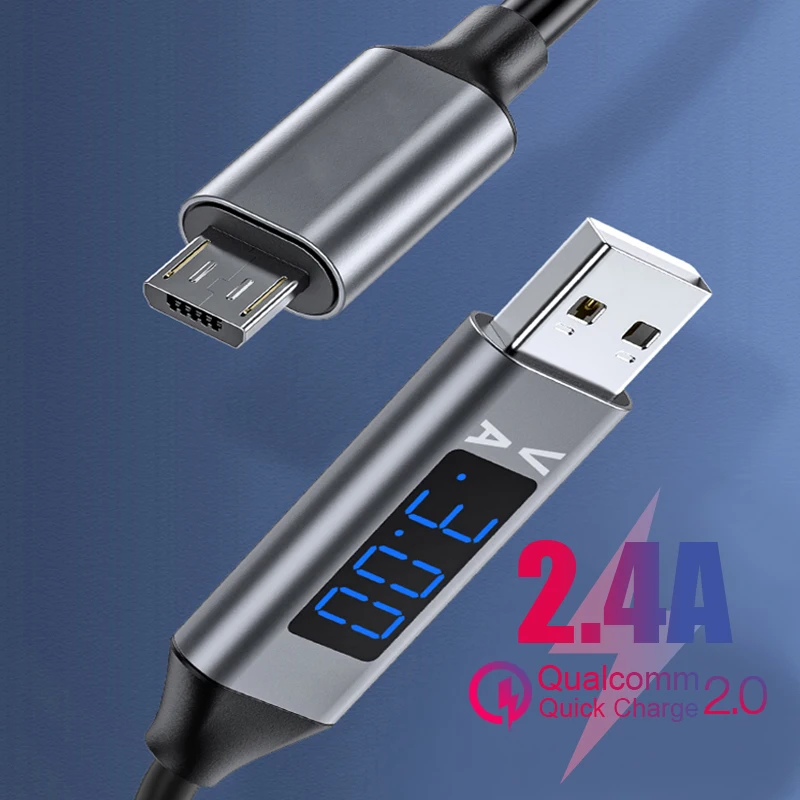 

Micro USB Cable LED Digital Display Smart Phone Quick Charge Data Cord Fast Charger Wire For Xiaomi Huawei Redmi Samsung Honor