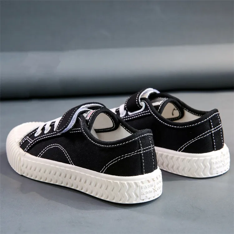 Black Autumn Fashion New Children Canvas ayakkabı Girls Sneakers Toddler Breathable Spring Kids Shoes For Boys Soft Casual Shoes - Цвет: Black