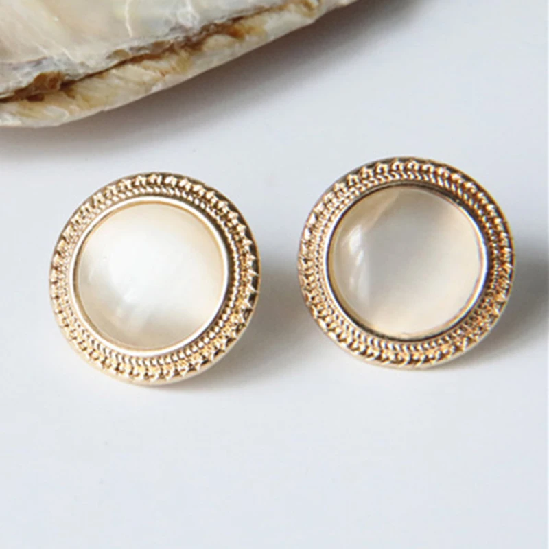 Модные большие серьги-гвоздики с мраморным опалом винтажные круглые