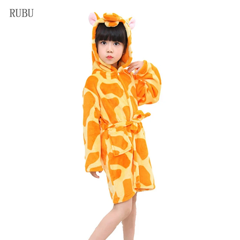 Giraffe Детский банный халат для девочек; Пижама с единорогом; детский банный халат; банные халаты для мальчиков; пляжное полотенце; одежда для сна с капюшоном; детская пижама; ночная рубашка - Цвет: Giraffe