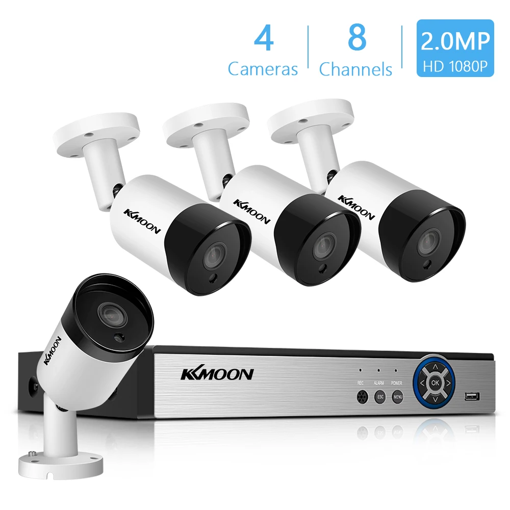

8CH система DVR рекордер с 4 шт 2.0MP уличные камеры видеонаблюдения Поддержка ночного видения, Легкий Удаленный доступ, оповещение о движении