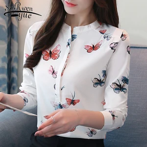 long sleeve women shirts plus size white blouse print women blouse shirt fashion womens blouses and tops office blouse 1042 40 free global shipping