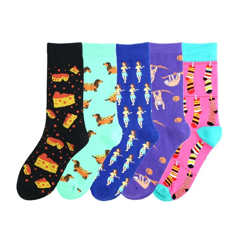 

AOMU 3Pairs 2021 New Design Couples Colorful Cartoon Creative Art Harajuku Hip Hop Socks For Women Men Fashion Gifts