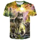 Футболка с рисунком лисы и волка, модная футболка с 3D принтом животных, Повседневная дышащая футболка, персонализированная футболка с коротким рукавом для подростков