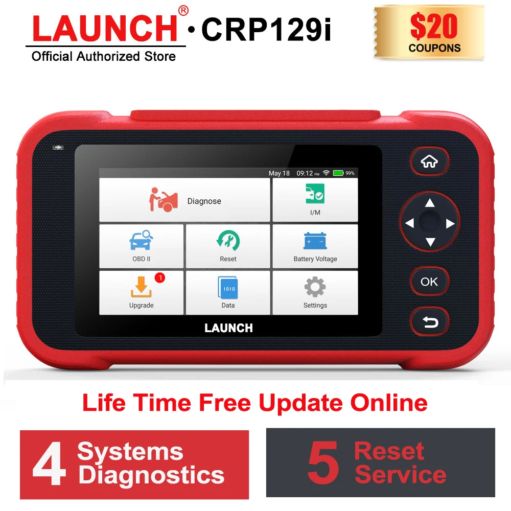 Сканер LAUNCH OBD2 CRP129i считыватель кодов Автомобильный сканер инструмент для