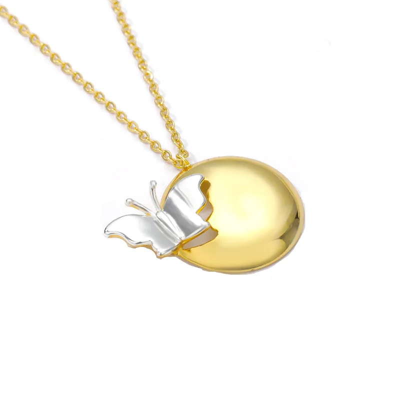

New Round Butterfly Pendant Necklace For Women Stainless Steel Gothic Gold Chain Choker Fashion 2020 Jewelry Women Gift
