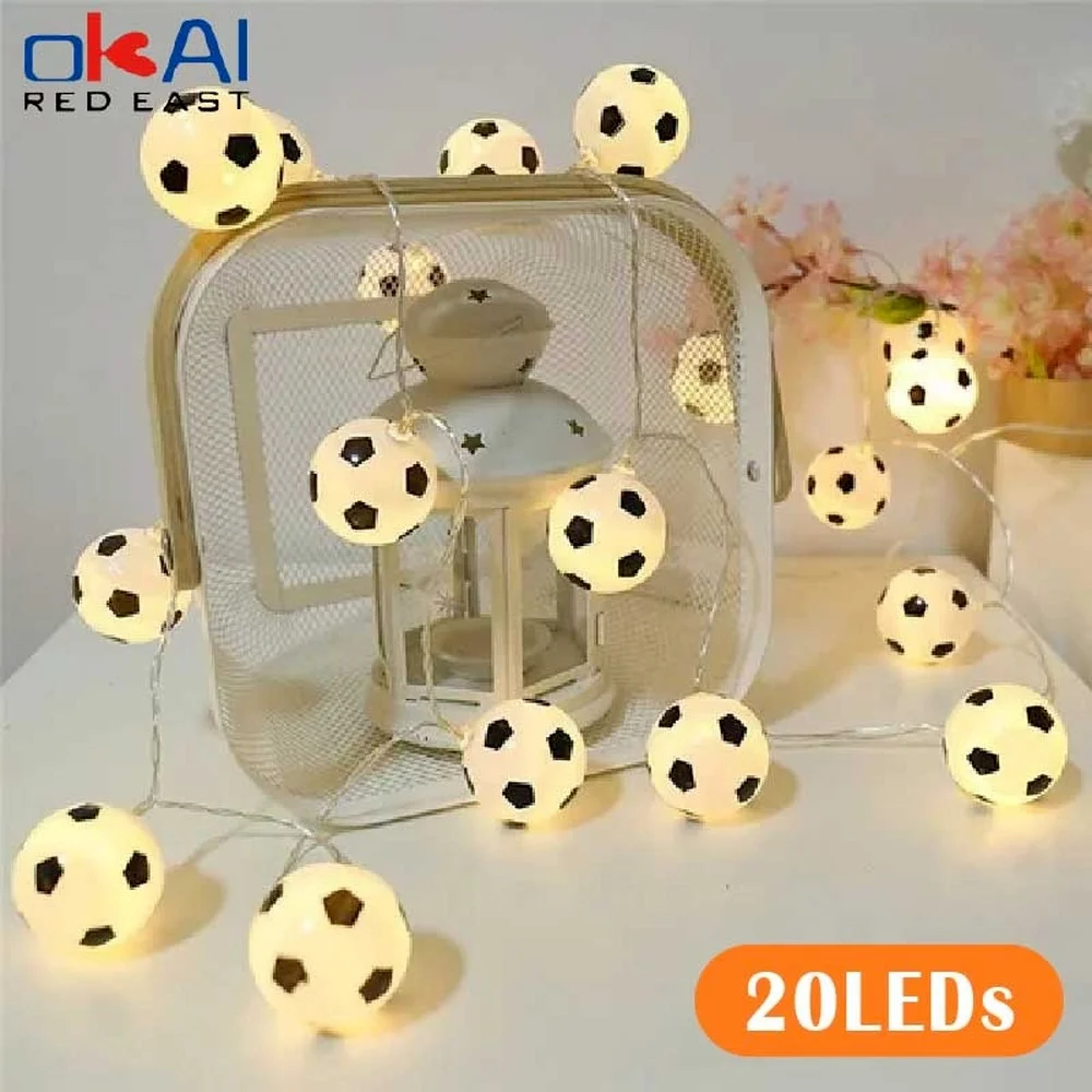 

Soccer Balls String Lights 10 LED Football Garland Lights Bedroom Home Wedding Party Christmas Decorative Lights for Bar Club