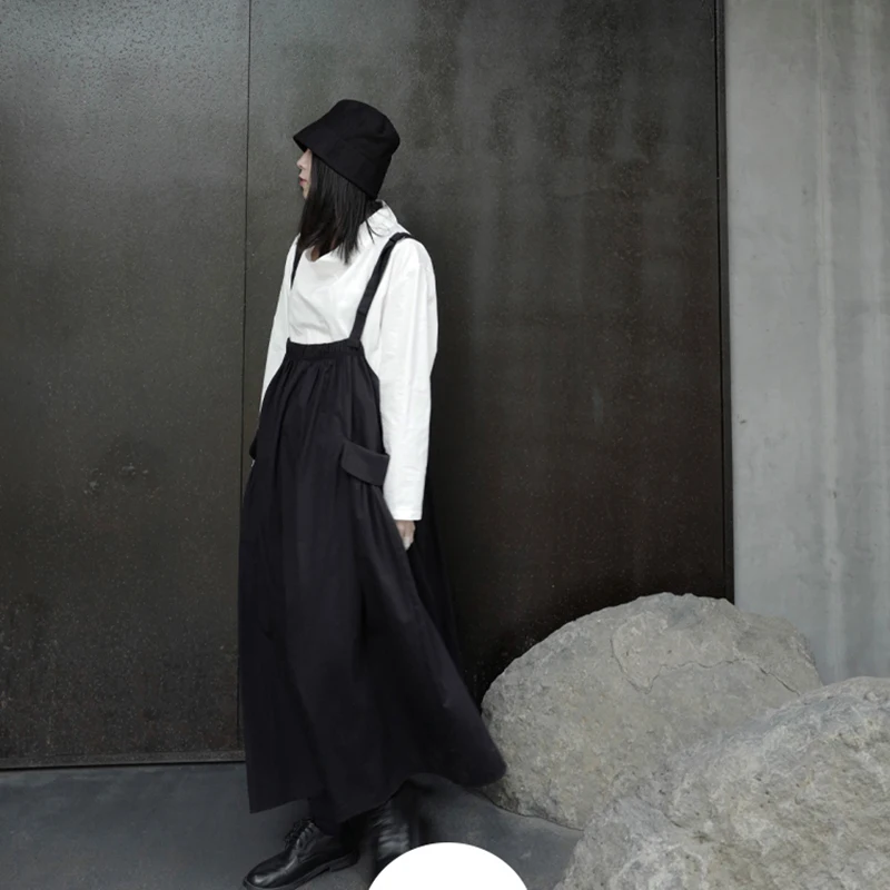 

[EAM] High Elastic Waist Black Pleated Pocket Ruffle Casual Half-body Skirt Women Fashion Tide New Spring Autumn 2021 1DD7343
