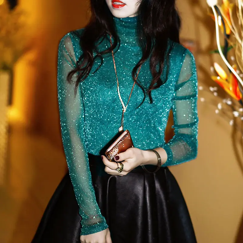 Новинка 2019 стильная Женская осенне-зимняя приталенная кружевная рубашка